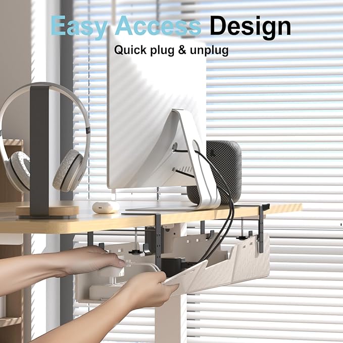 ERGO COLLECT Under Desk Cable Management Tray, No-Drill Upgraded Thickened Felt - Image 3