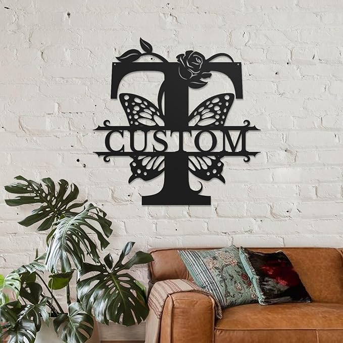 Personalized Custom Letter Name metal Signs, Custom Black Letter Monogram Wall - Image 3