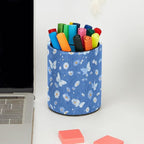 Leather Pen Holder for Desk Blue Butterfly Daisy Pencil Cup Desktop Organizer - Image 5