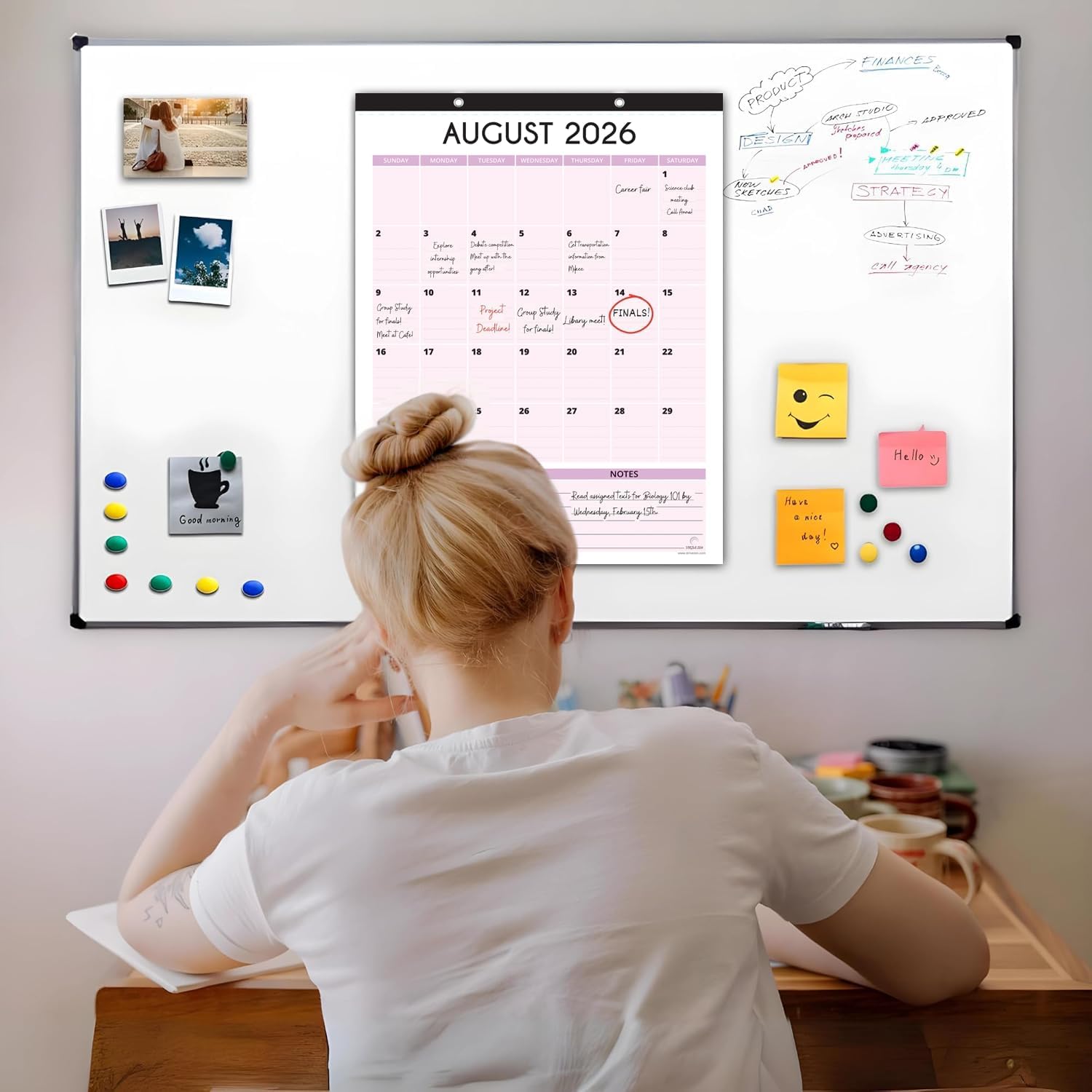 Fridge Calendar 2026-2027 for Refrigerator by StriveZen, 12x16 Inches, Large, Monthly, Magnetic, Vertical, July 26 - December 27, Academic, Space for Notes, To Do