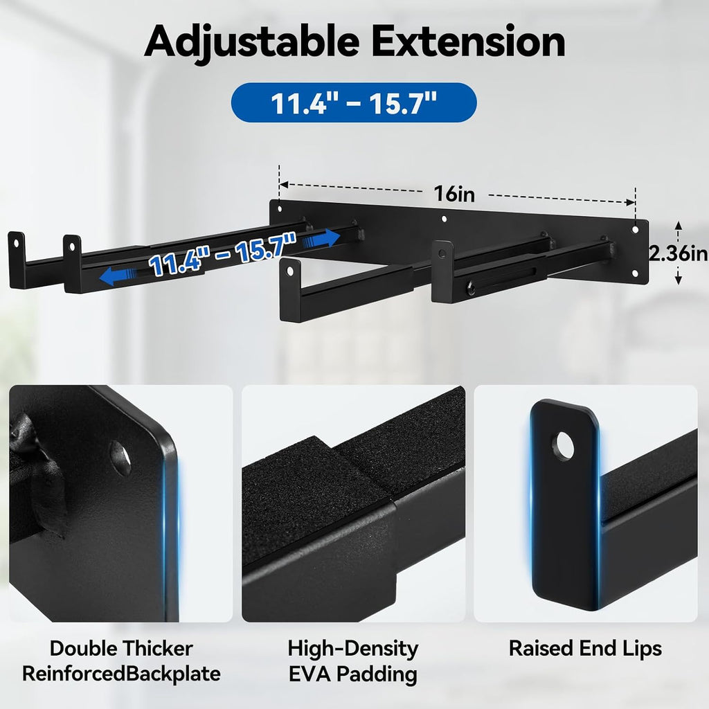 expandable folding chair storage racks wall mount, 11.4"–15.7" shown in use