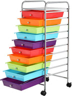 Giantex 10 Drawer Rolling Storage Cart Scrapbook Paper Office School Organizer - Image 8