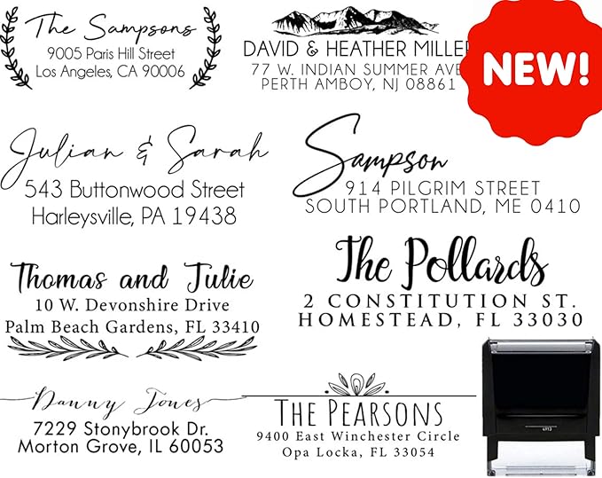 Custom Address Stamps Self Inking or Wood Handle 20+ Designs to Choose from! by Stampi