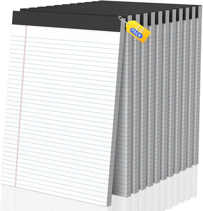 Legal Pads 8.5 X11, Narrow Ruled Notepads, 12 Pack, 50 Sheet/Pad, Tear Off by Glyanlee