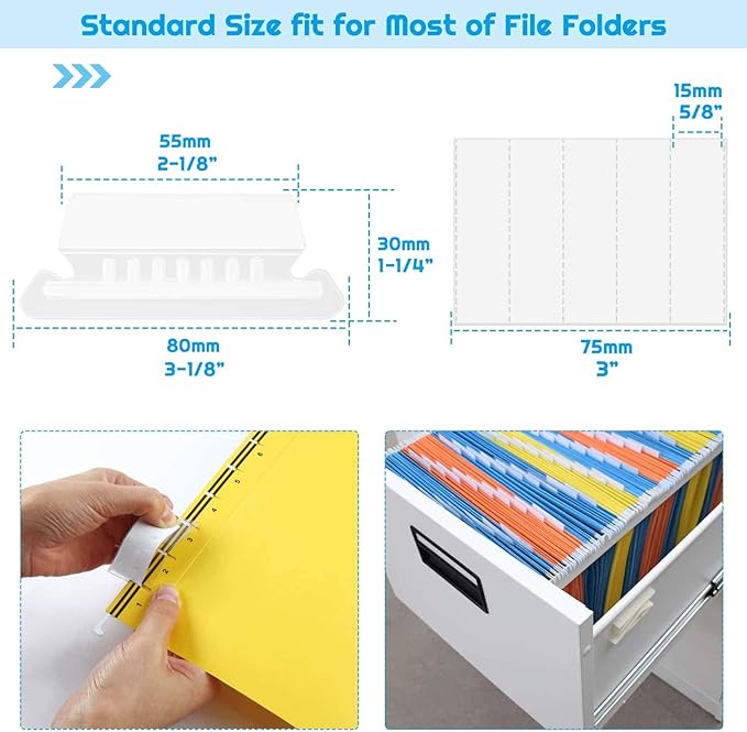 File Folder Tabs, Paxcoo 50 Sets Hanging File Folder Labels Tabs and Inserts - Image 3