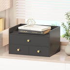 Bamboo Desk Organizer with Drawers Wooden Desktop Storage Drawers - Image 8