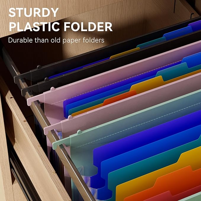 ThinkTex Plastic Expanding Hanging File Folders, 7 Innovative 1.2" Accordion - Image 3