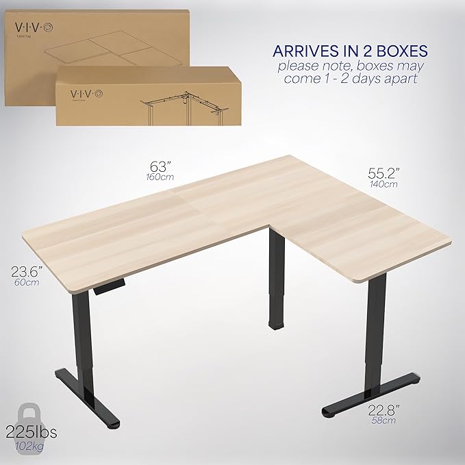 VIVO Electric Corner 63 x 55 inch L-Shaped Standing Desk, Memory Height - Image 6