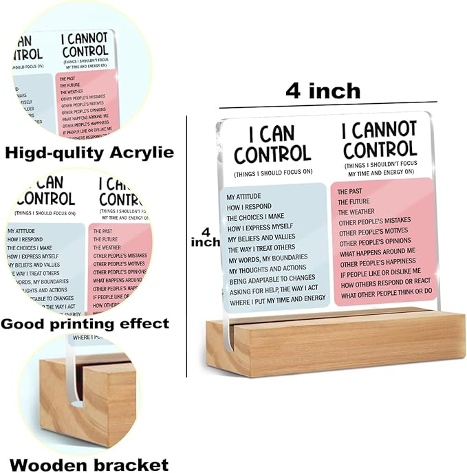 Mental Health Desk Decor Things I Can Control Acrylic Sign, Inspirational Gifts - Image 2