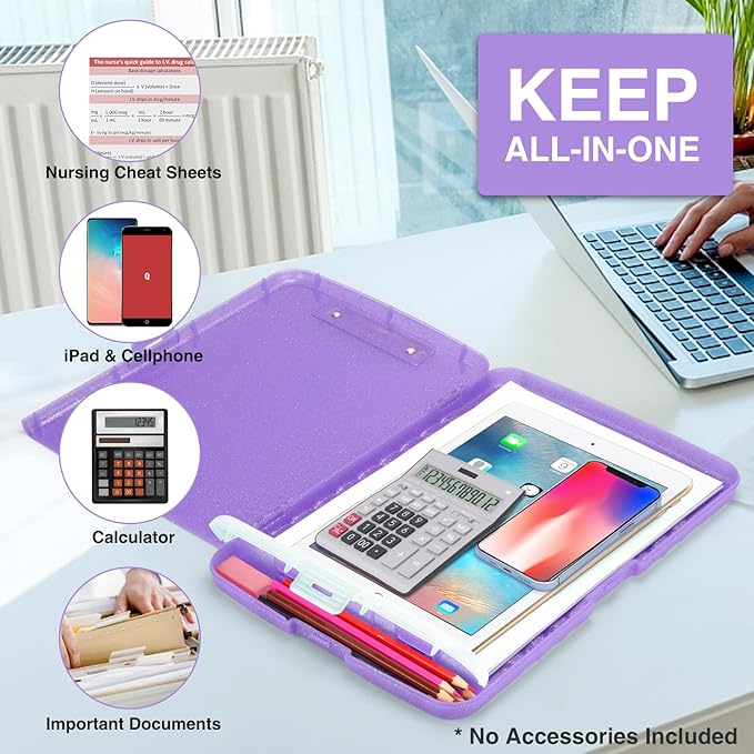 Sooez Glitter Clipboard with Storage, High Capacity Clip Boards 8.5x11 with Pen - Image 4
