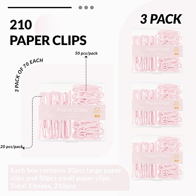 NEEWAY Colorful Paper Clips Assorted Sizes, Small and Large Paperclips - Image 3