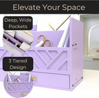 BLU MONACO Purple Mail Organizer Countertop | Wooden Desk Storage - Image 3