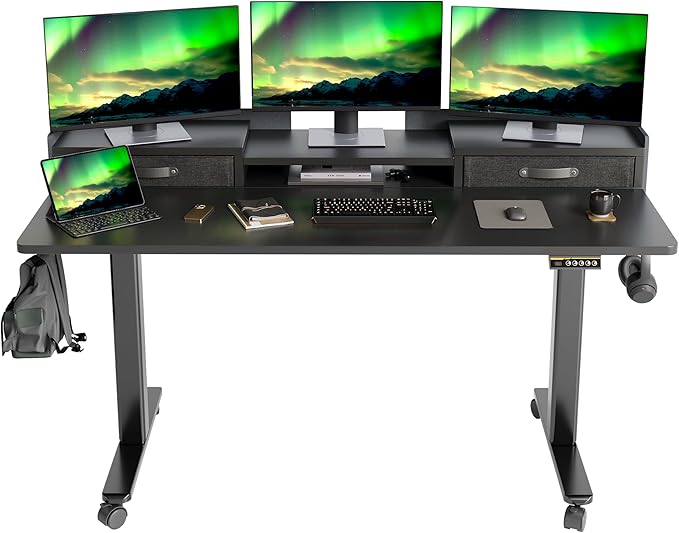 Claiks Standing Desk with Drawers, Adjustable Stand Up Electric Standing Desk by CLAIKS