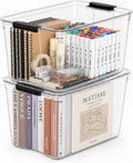 54qt clear storage bins with lids plastic organizers, main product view
