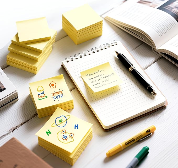 Yellow Sticky Notes Mini, 2 x 2in Small Sticky Notes, 24 Pack Notes Pads Memo - Image 8