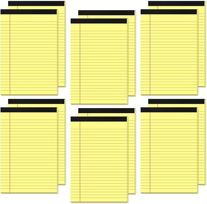 12 Pack Small Yellow Legal Pads 5x8 Note Pads 5x8 College Ruled Yellow Notepads by Aidunmis
