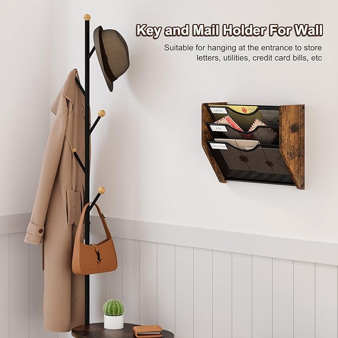 PAG-Mass Hanging Wall Files Organizer, 3 Tier Mail Organizer Wall Mounted - Image 3