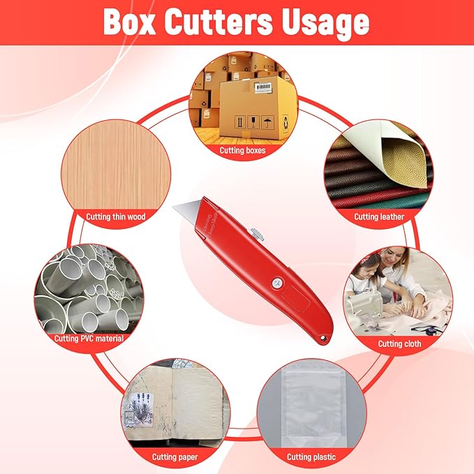 20 Pcs Retractable Utility Knife, Box Cutter Aluminum Alloy Carpet Knife Heavy - Image 7