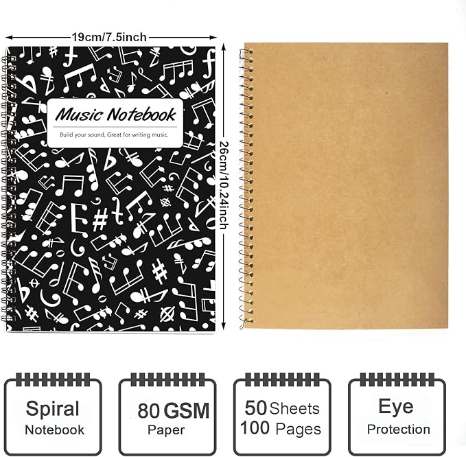 MAXCURY Blank Sheet Music Composition Manuscript Staff Paper Art Music Notebook - Image 2