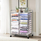 LDAILY 15 Drawer Rolling Storage Cart, Rolling Cart - Image 2