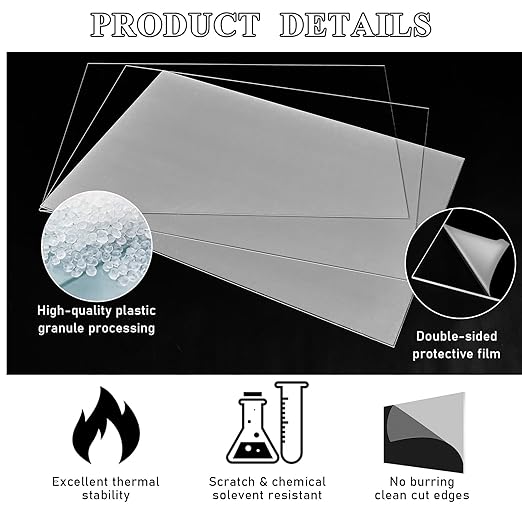 Roowest 2 Pcs 24 x 36 Inch, 1/2 Inch Thick Clear Acrylic Plexiglass Sheets - Image 4