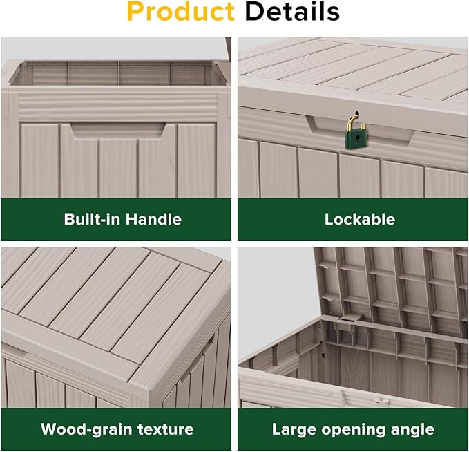 Decksplore 45 Gallon Outdoor Storage Box Waterproof Lockable Resin Deck Box - Image 4