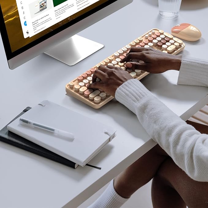 MOFII Wireless Keyboard and Mouse Combo, 2.4GHz Retro Full-Size Keyboard - Image 7