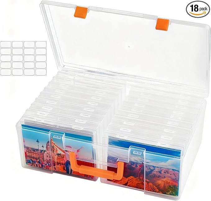 Photo Storage Box 5 x 7 Inches, 18 Inner Photo Cases by Haundry