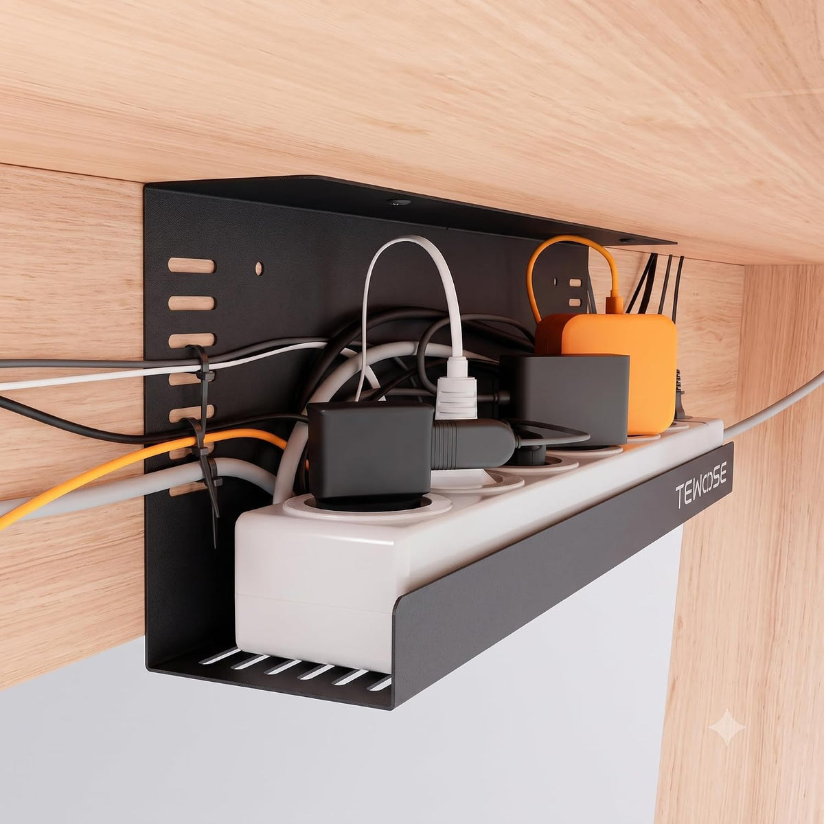 2 Pack Under Desk Cable Management Tray, 15.7 inch, Large, Black