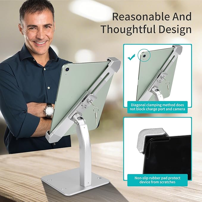 YOOZ Anti Theft Tablet Holder, Secure Desktop iPad Mount Lock, All Metal - Image 4
