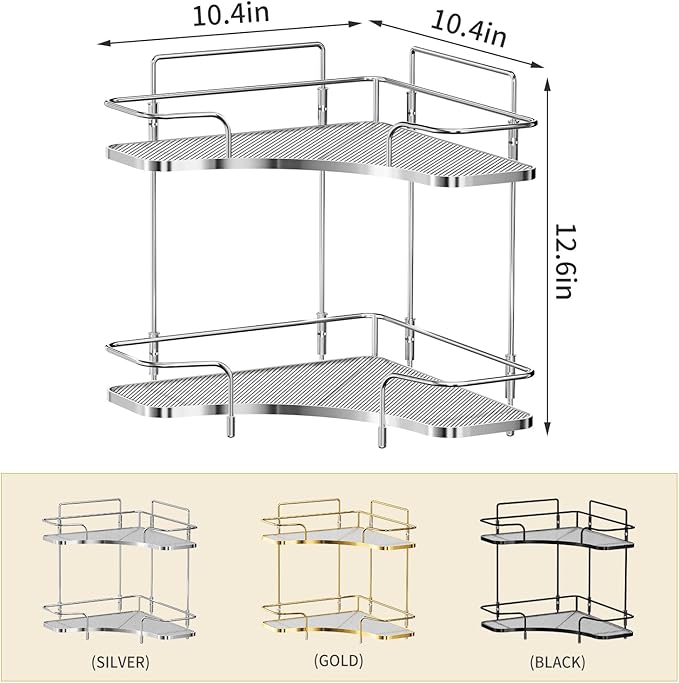 Seoneiro 2 Tier Corner Bathroom Counter Organizer, Cosmetic Skincare Organizer - Image 2