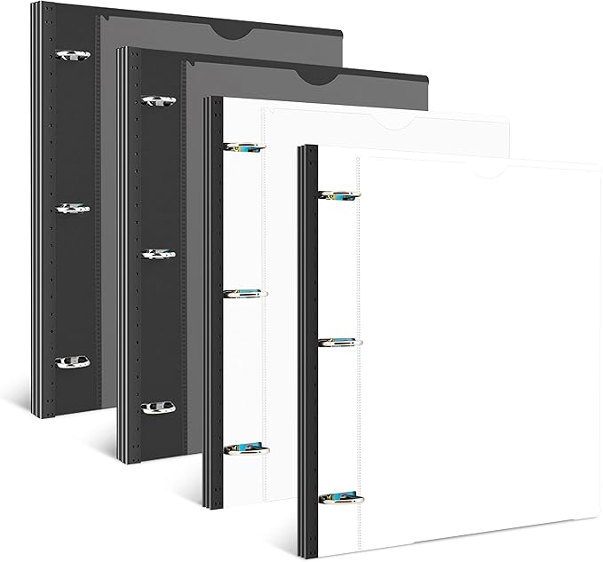 INFUN 1 Inch Telescoping 3 Ring Binder Black+White by INFUN