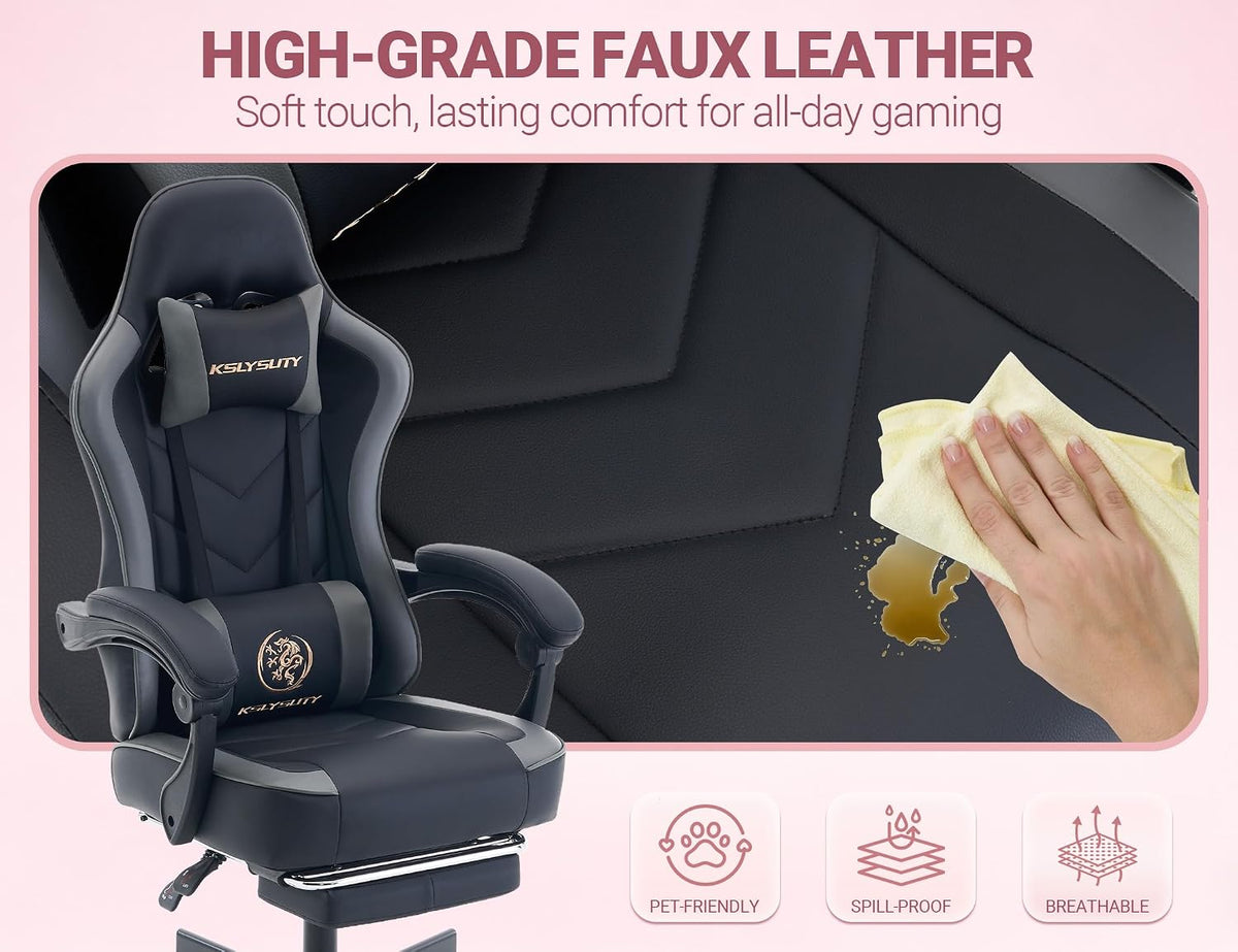 Mistpeople Gaming Chair, Ergonomic High Back Computer Chair with Footrest, Lu...