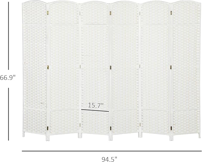 HOMCOM Room Divider, 6 Panel Folding Privacy Screen, 5.6' Tall Freestanding - Image 7