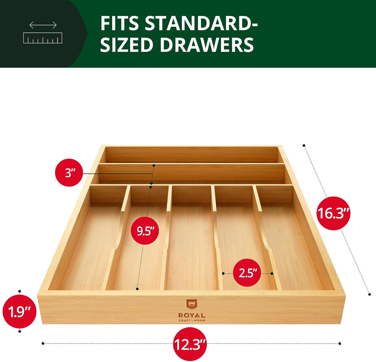 ROYAL CRAFT WOOD Luxury Bamboo Utensil Rack and Silverware Organizer, Kitchen...