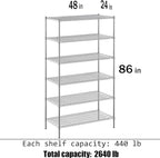 Regal Altair 24" Deep x 48" Wide x 86" Height Wire Shelving Kit | 6-Tier | NSF - Image 3