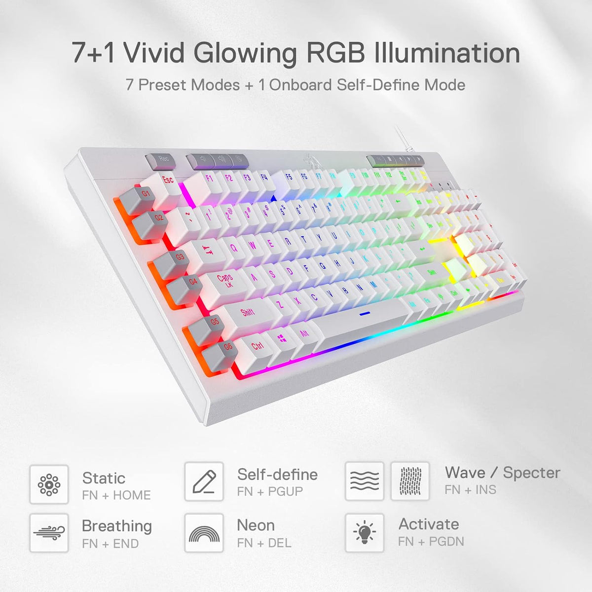 Redragon K512 RGB Membrane Gaming Keyboard, 6 Macro Keys & Easy Media Wheel