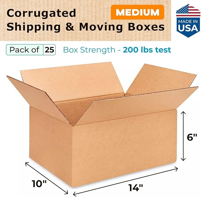 Medium Moving & Shipping Boxes 14"L x 10"W x 6"H - Image 2