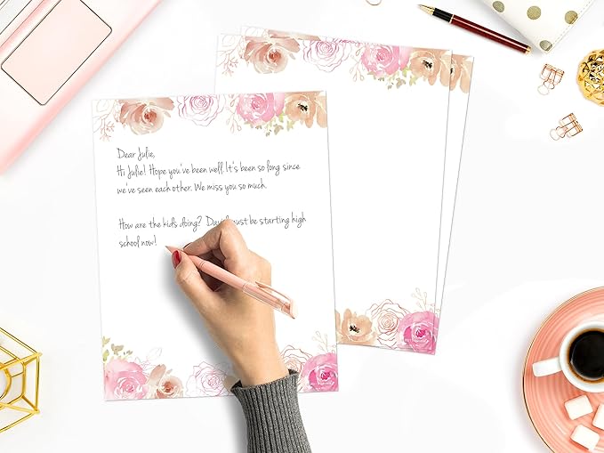 THiNKABLE Floral Stationery Paper, 50 Sheets, Decorative, Writing Paper - Image 4