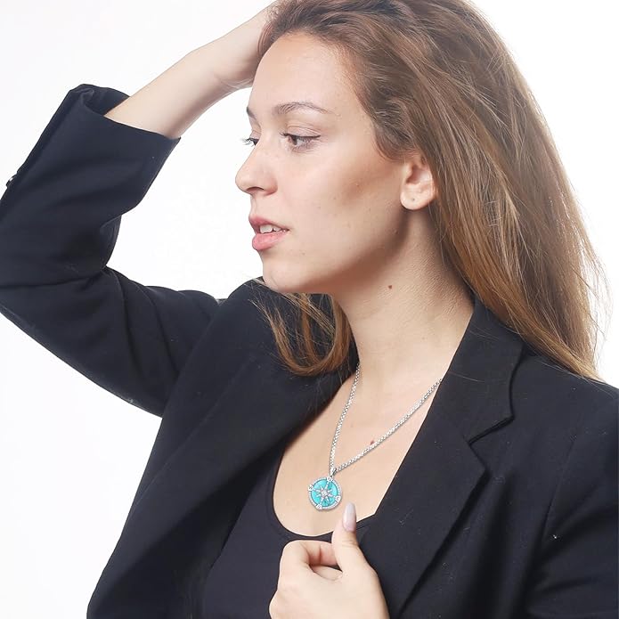 Compass Necklace for Women Men 925 Sterling Silver Pendant Urn Necklaces for - Image 6