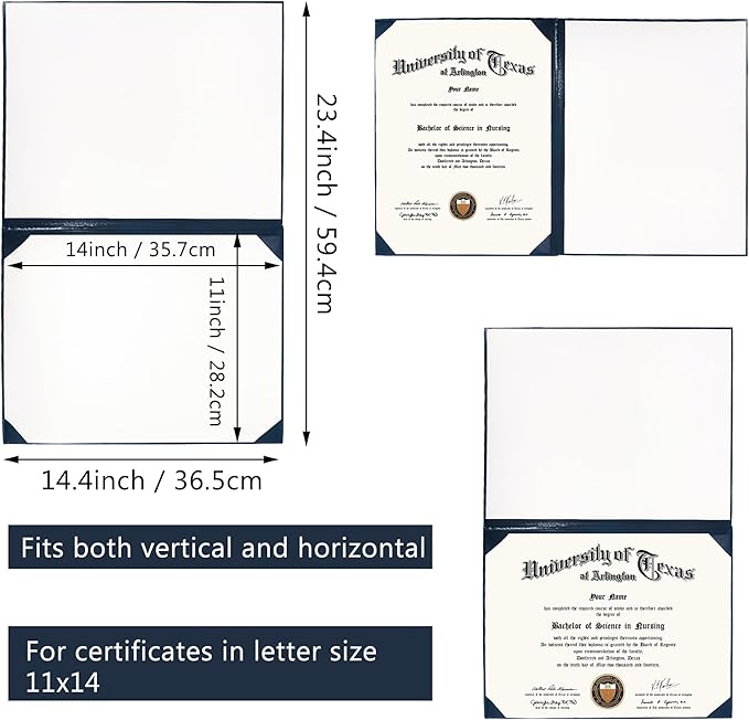 GraduationMall 11"x14" Smooth Padded Diploma Cover Certificate Holder Navy - Image 4