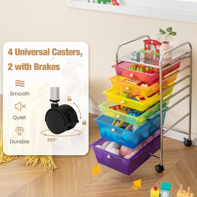 RELAX4LIFE 6-Drawer Rolling Storage Cart - Image 5