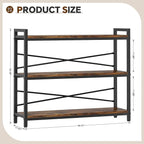 3 Tier Bookshelf 39.37" Width, Dorm Desk Hutch, Desk Shelf, Long Industrial - Image 3