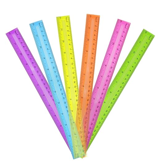 DAGONGREN 30 Pack Clear Plastic Rulers 12 Inch, Transparent Assorted Color by DAGONGREN