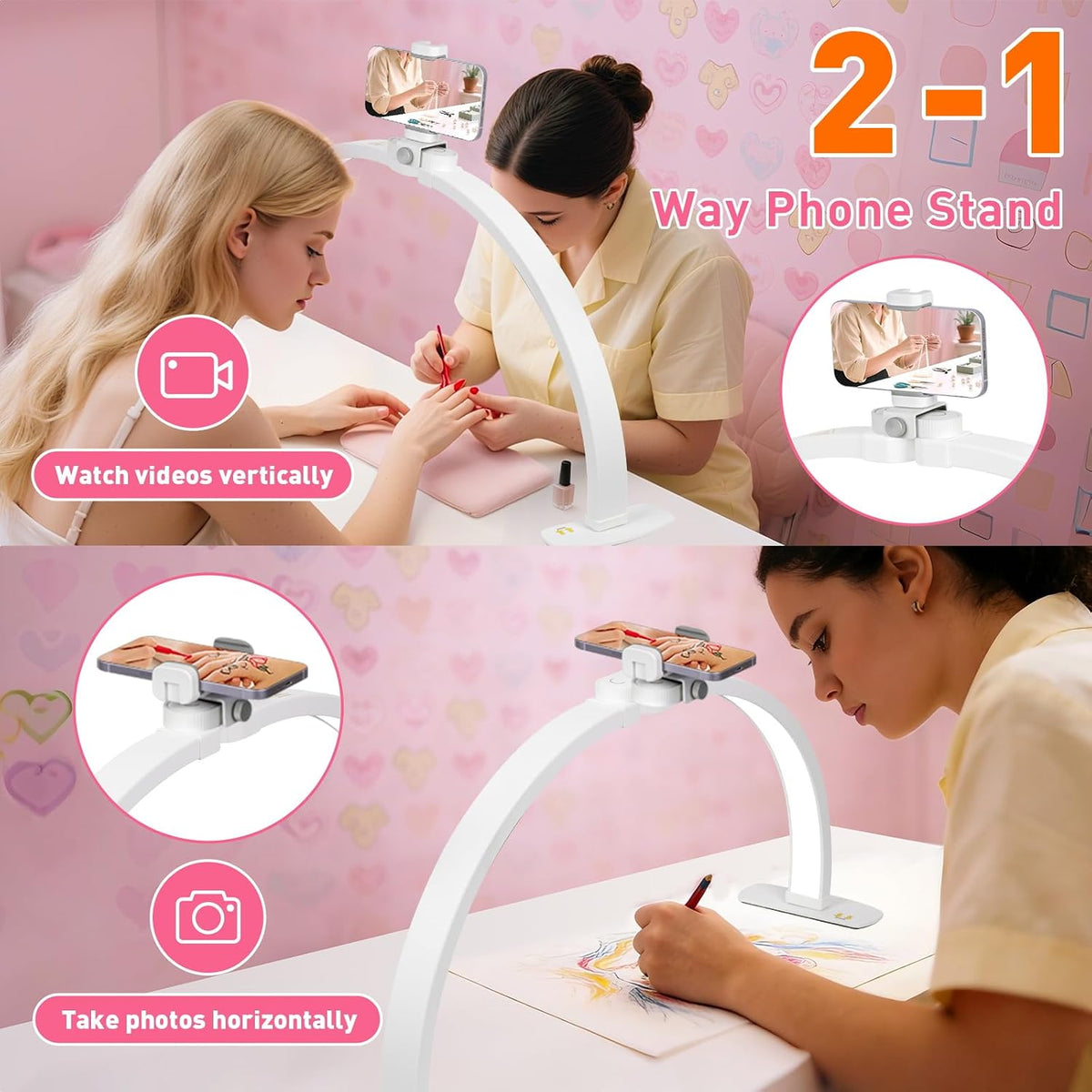 HITTI Super Large 29in Half Moon Light for Nail Desk, White