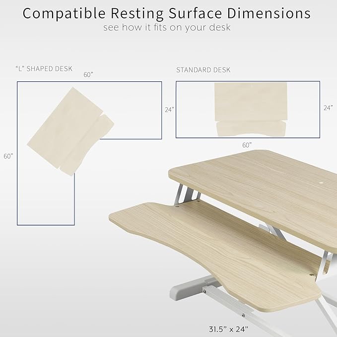 VIVO 32 inch Desk Converter, K Series, Height Adjustable Sit to Stand Riser - Image 6