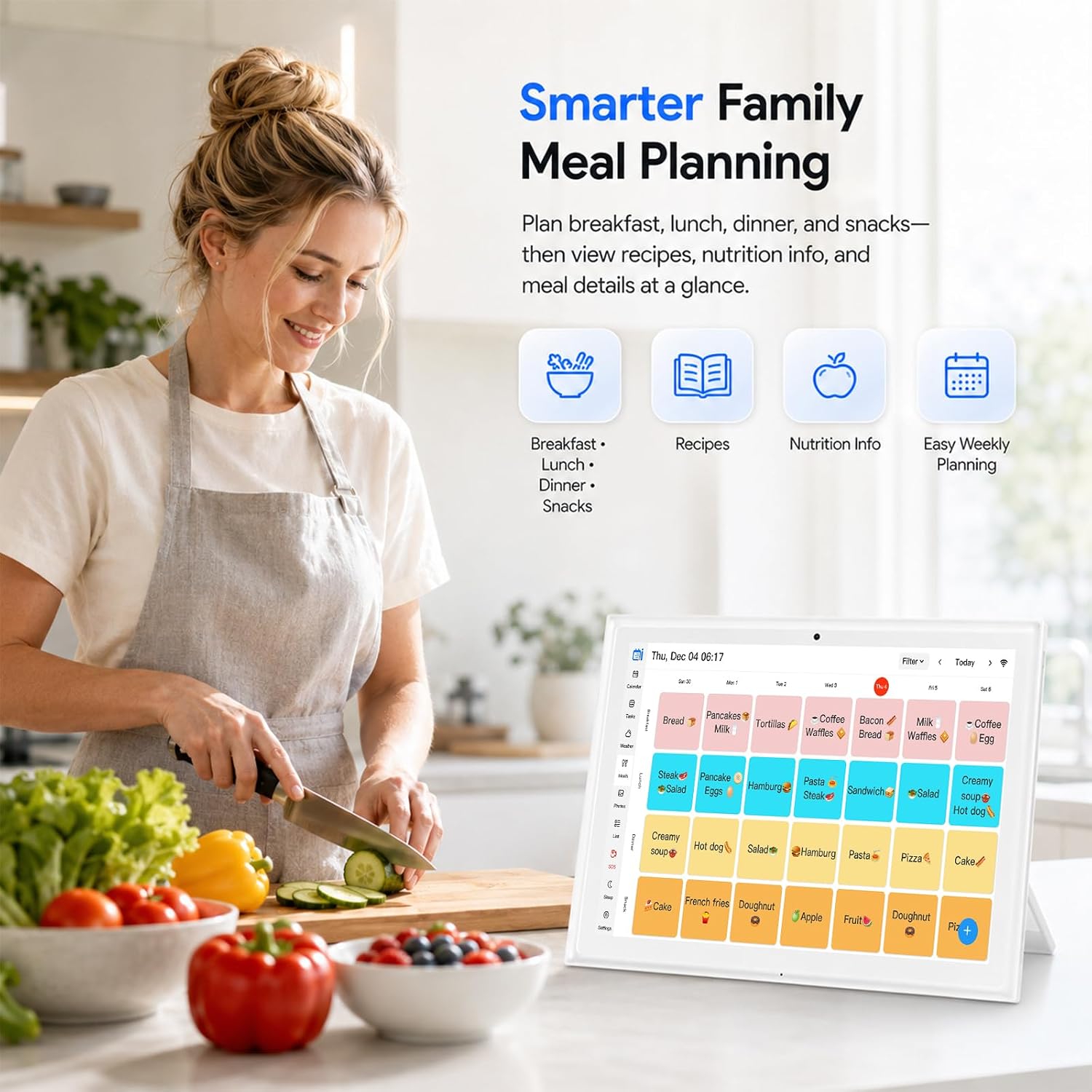 10.1" Digital Refill for Desk Calendar, Electronic Planner Replacement | Touchscreen Family Organizer with Auto-Sync, Chore Chart, Photo Frame