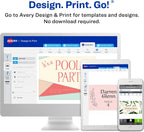 avery clean edge business cards, 2" x 3.5" on a desk or shelf