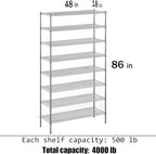 Regal Altair 18" Deep x 48" Wide x 86" Height Wire Shelving Kit | 8-Tier | NSF - Image 3