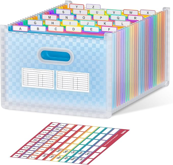 ThinkTex 26-Pocket Accordion File Organizer, Upright & Open Top, A–Z Colorful by ThinkTex